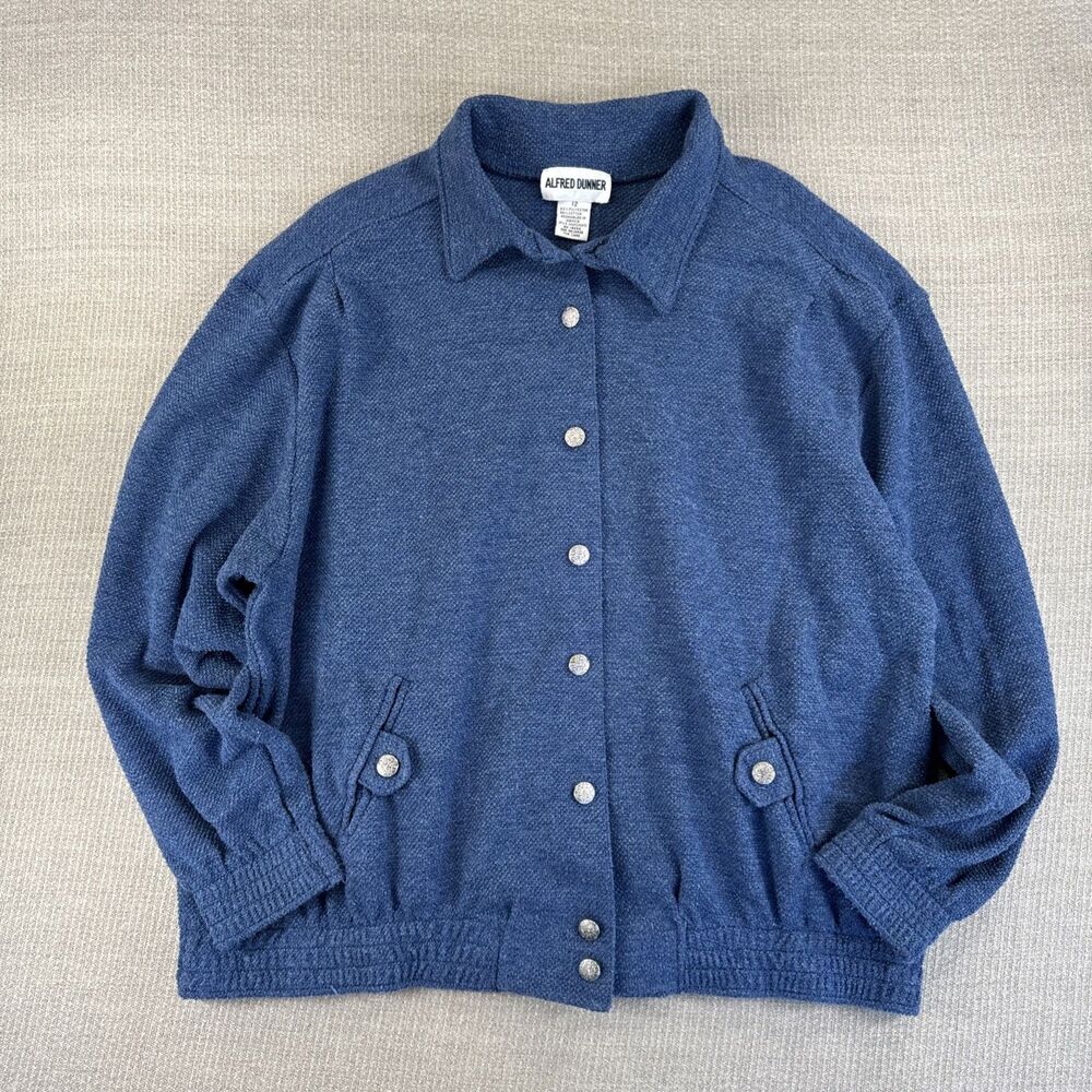 Vintage Alfred Dunner Button Up Sweater Letterman Jacket Style Size 12
